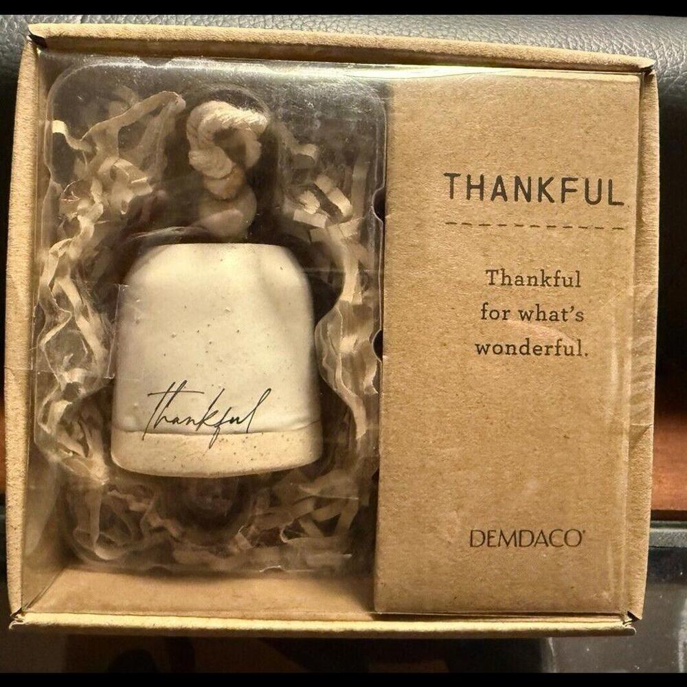 Demdaco Thankful Mini Bell Ceramic Stoneware Gratitude Inspired - Decor/Ornament